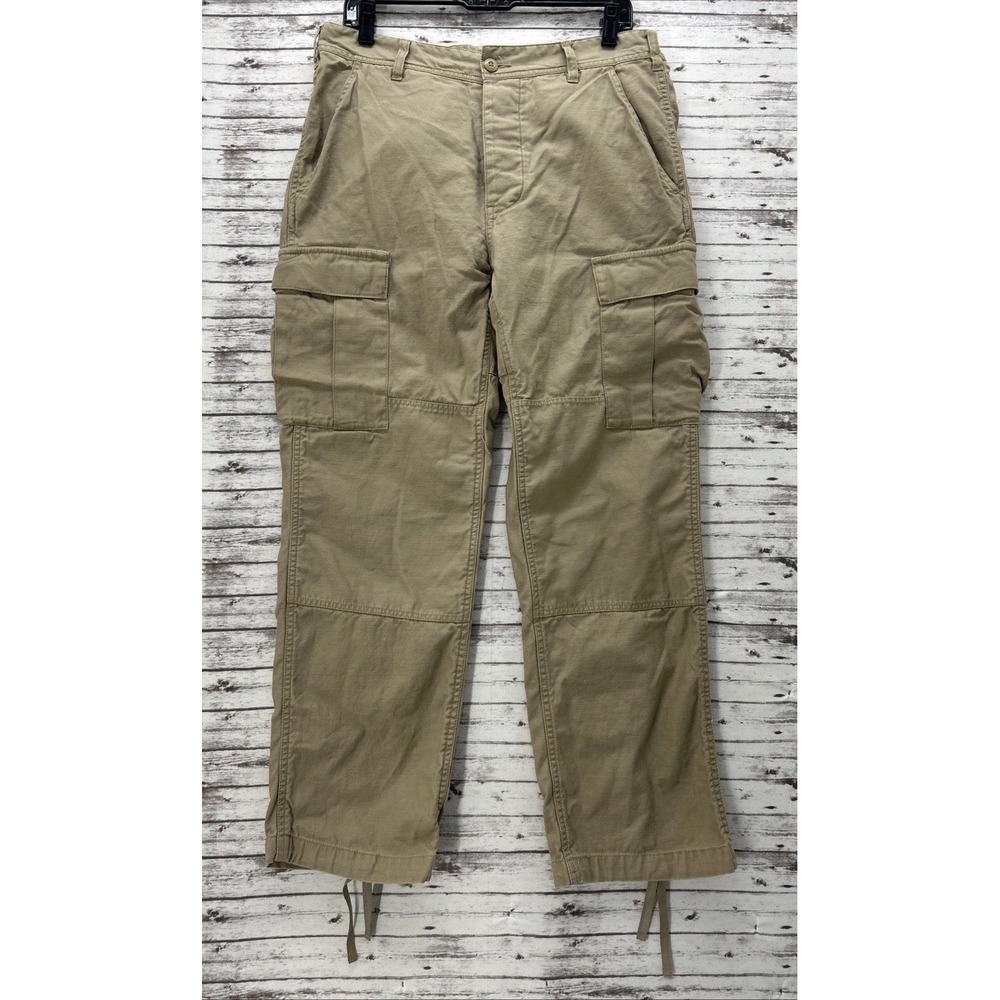 Supreme Cargo Pant Drawstring Ankle Mens Size 32x28 Khaki Button Fly Cotton